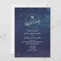 Convite para Casamento Romântico de Noite Estelar 