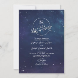 Convite para Casamento Romântico de Noite Estelar 