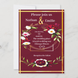 Convite para casamento romântico do ouro Rustic Bu