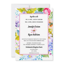 Convite para Casamento Romântico Floral Rosa Moder