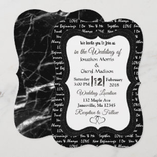 Convite para Casamento Romântico Moderno Negro e 