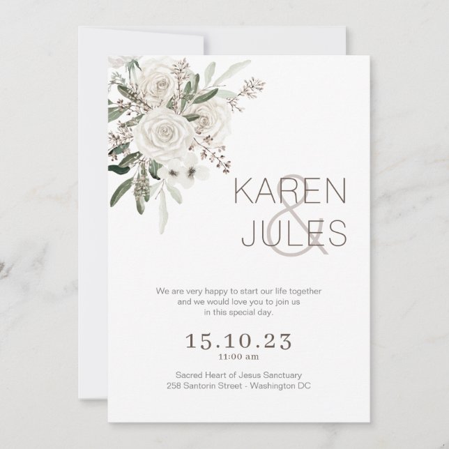 Convite para casamento romântico W-ROM-004 (Frente)