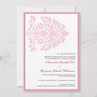 Convite para Casamento Rosa/Branco 5x7