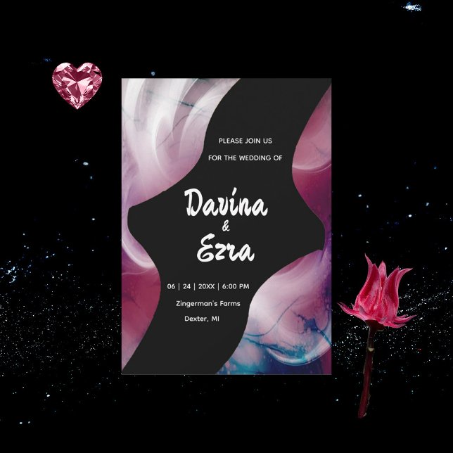 Convite para Casamento Rosa Cor de Água Válida (Criador carregado)