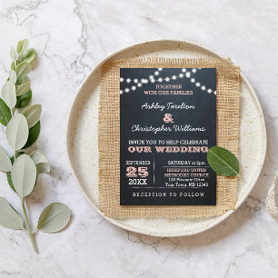 Convite para Casamento Rosa das Luzes de Chalkboar