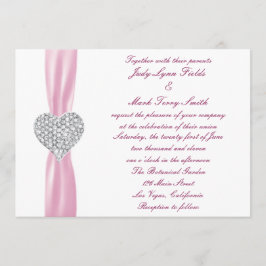 Convite para Casamento Rosa de Coração de Diamante