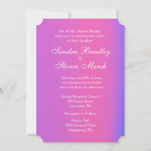 Convite para Casamento Rosa e Púrpura 5" x 7"