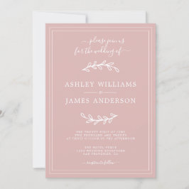 Convite para Casamento Rosa Simples Prata Elegante