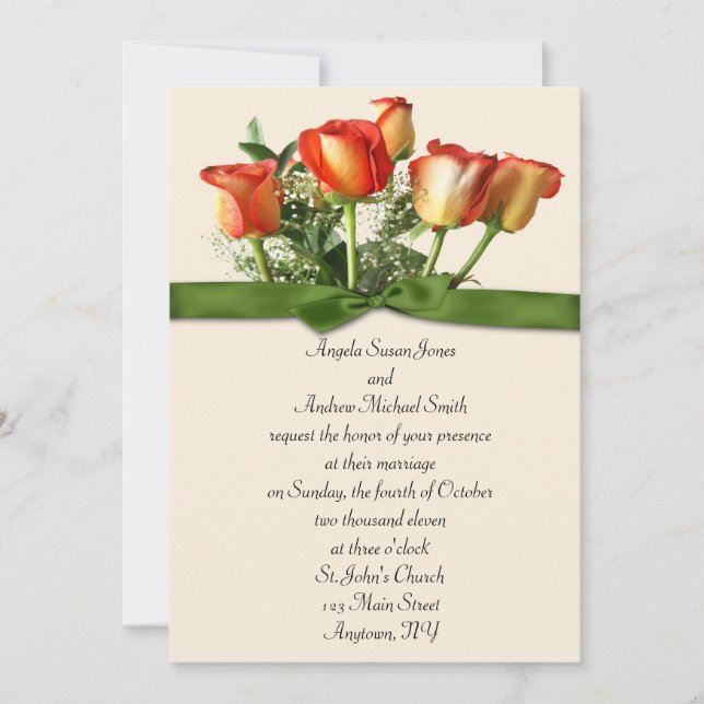 Convite para Casamento Rose Bouquet (Frente)