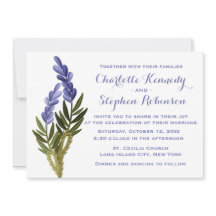 Convite para Casamento Roxo da Flor de Lavanda Flo