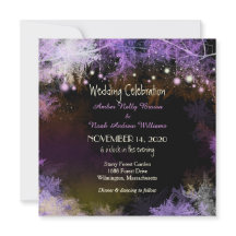 Convite para Casamento Roxo da Floresta da Noite S