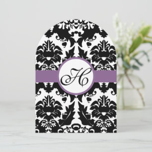 Convite para Casamento Roxo de Damasco de Coraçã