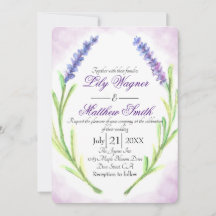 Convite para Casamento Roxo de Lavanda Floral Eleg