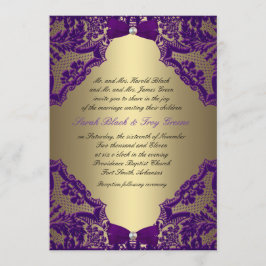 Convite para Casamento Roxo e Dourado