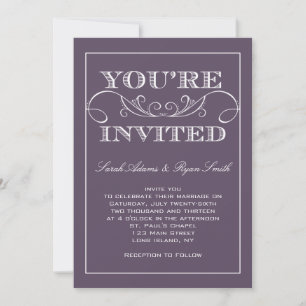 Convite para Casamento Roxo Elegante
