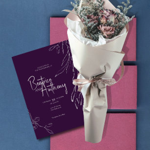 Convite para Casamento Roxo Elegante Minimalista