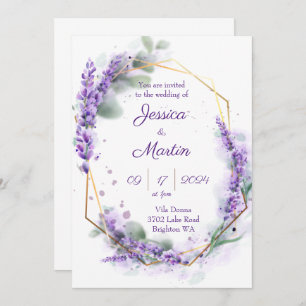 convite para casamento roxo lavanda