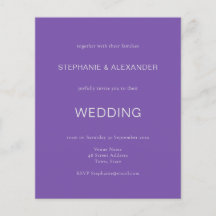 Convite para Casamento Roxo Simples de Orçamento