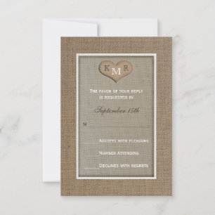 Convite para Casamento RSVP — Burlap