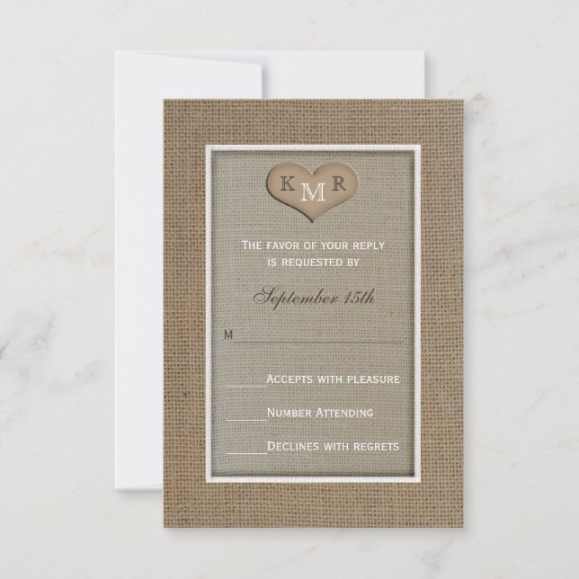 Convite para Casamento RSVP — Burlap (Frente)