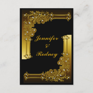 Convite para Casamento RSVP Preto e Dourado