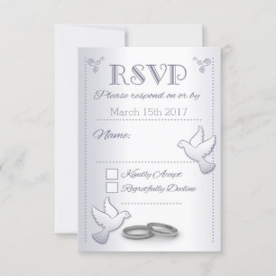 Convite para casamento RSVP Silver Vintage Pássaro