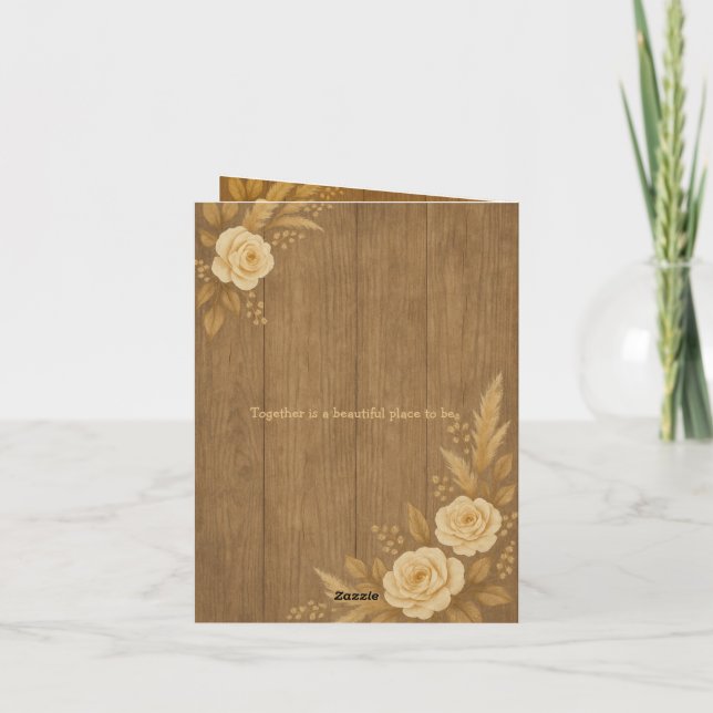 Convite para casamento russo com Rosas de bege flo (Verso)