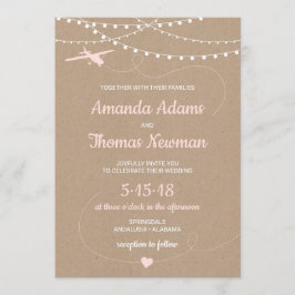 Convite para casamento russo com um avião e luzes