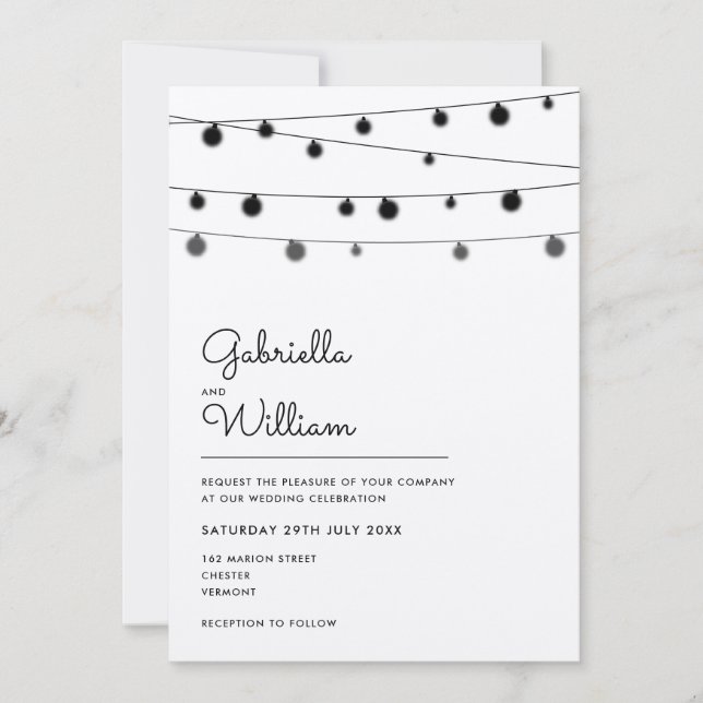 Convite para Casamento Russo das Luzes de Corda (Frente)