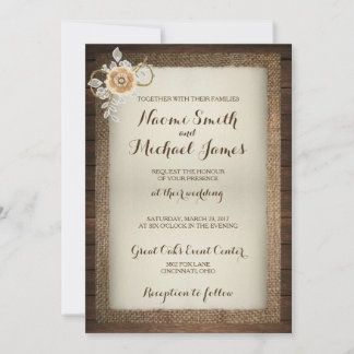 Convite Para Casamento Russo De Madeira, Lace E Bu