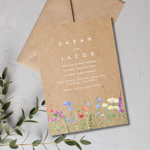 Convite para Casamento Russo de Papel Kraft de Flo