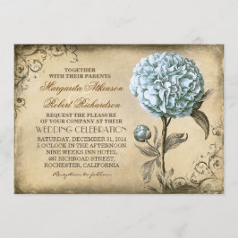 convite para casamento russo de vintage com peônia
