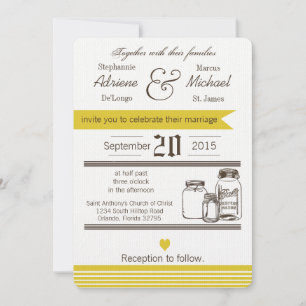 Convite para Casamento Russo do País Mason Jar 5x7