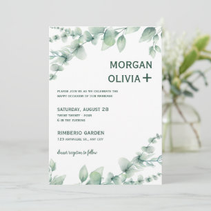 Convite para Casamento Russo Floral Verde