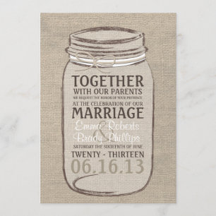 Convite para Casamento Russo Mason Jar - bege Bran