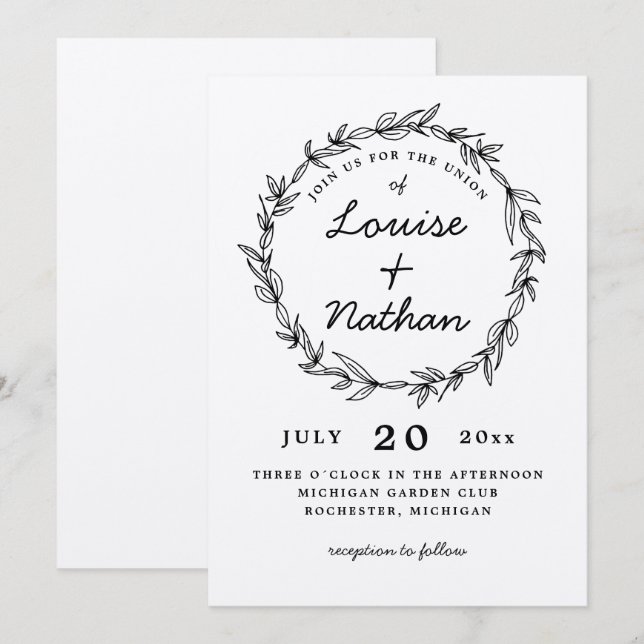 Convite para casamento russo por wreath (Frente/Verso)