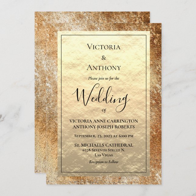 Convite para Casamento Russo Vintage, Script Doura (Frente/Verso)