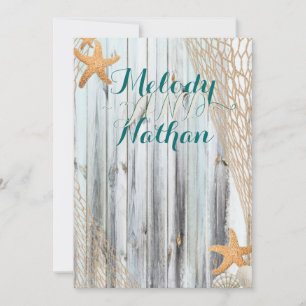 Convite para Casamento Rustic Beach Starfish