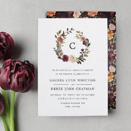 Convite para Casamento Rustic Bloom Monograma