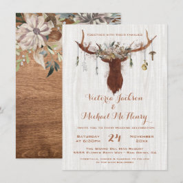 Convite para Casamento Rustic Boho com veados