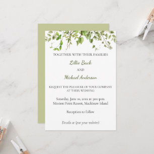 Convite para Casamento Rustic Branch Greenery