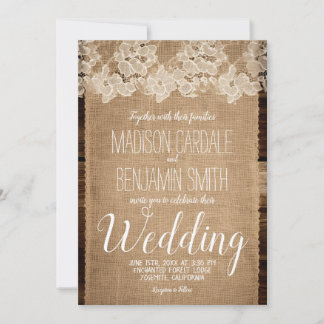 Convite para Casamento Rustic Burlap e Lace Countr
