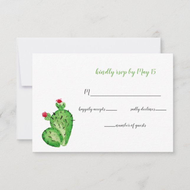 Convite para Casamento Rustic Cactos rsvp (Frente)