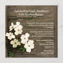 Convite Para Casamento Rustic Fence & Dogwood Bloo