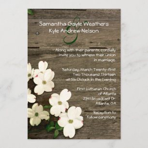 Convite para Casamento Rustic Fence & Dogwood Bloo