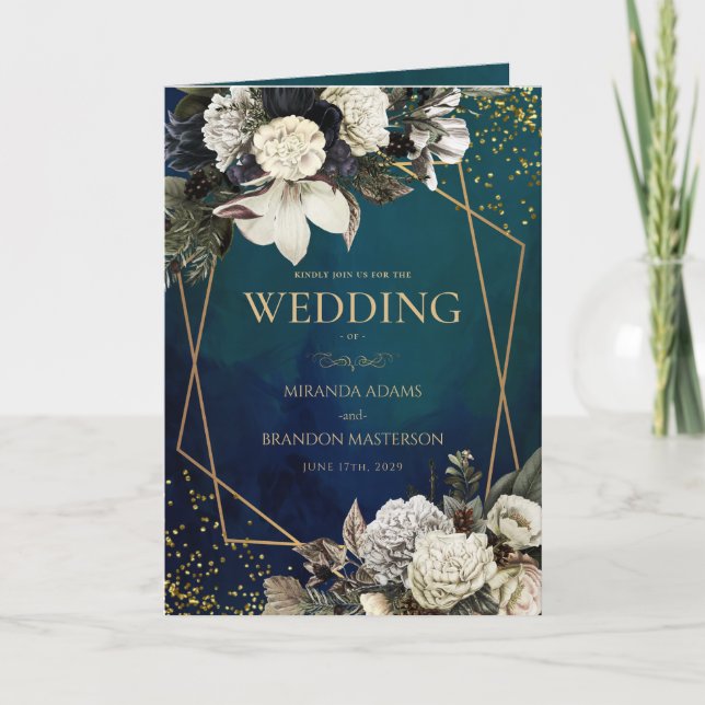 Convite para Casamento Rustic Floral Greenery Coun (Frente)