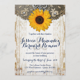 Convite para Casamento Rustic Floral Sunflower
