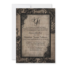 Convite para Casamento Rustic Gótico Black Lace Bu