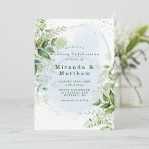 Convite para Casamento Rustic Greenery Dusty Blue