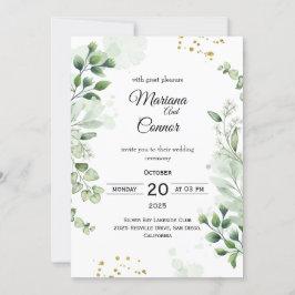 Convite para Casamento Rustic Greenery Kraft